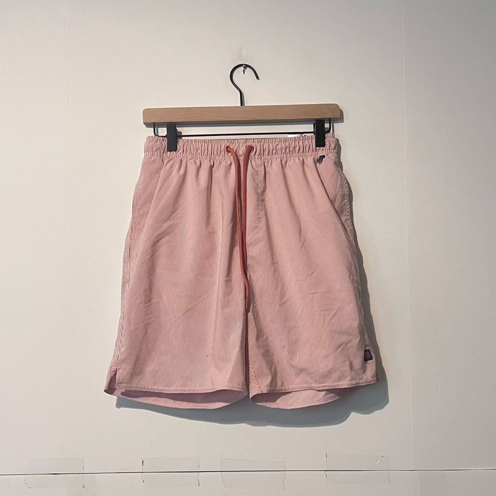 Cova Mens Swim Trunks Size M Light Pink Striped Stretch Board Shorts Lined